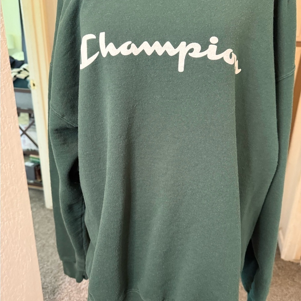 Champion Oversized Green and White Hoodie - Picture 3 of 6